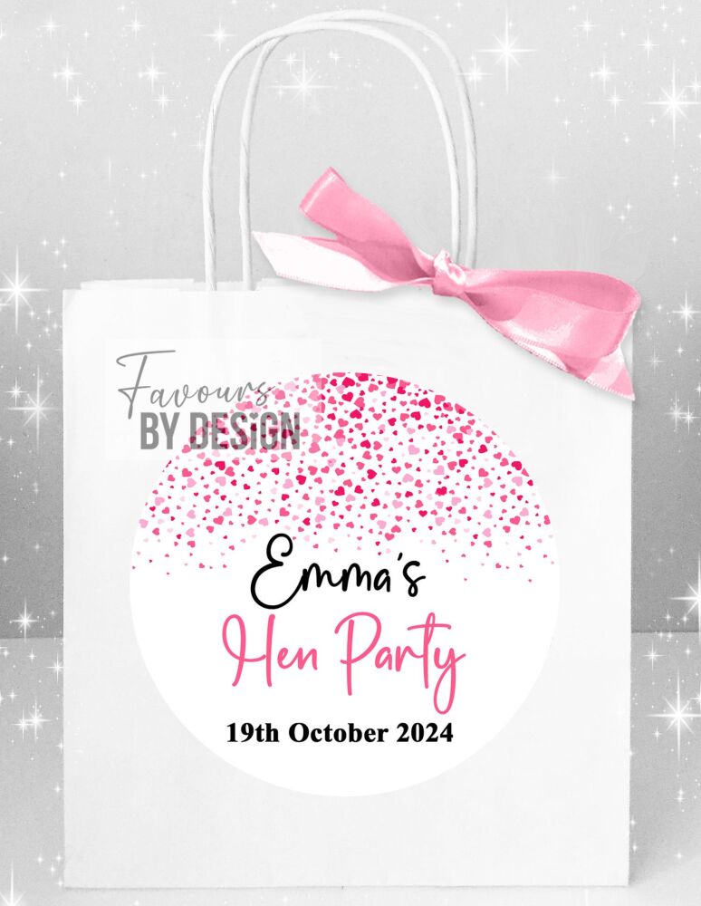 Pink Hearts Confetti Hen Party Bags x1
