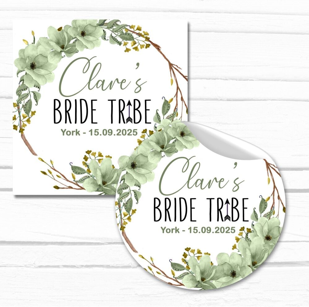 Green Bride Tribe Personalised Hen Party Stickers