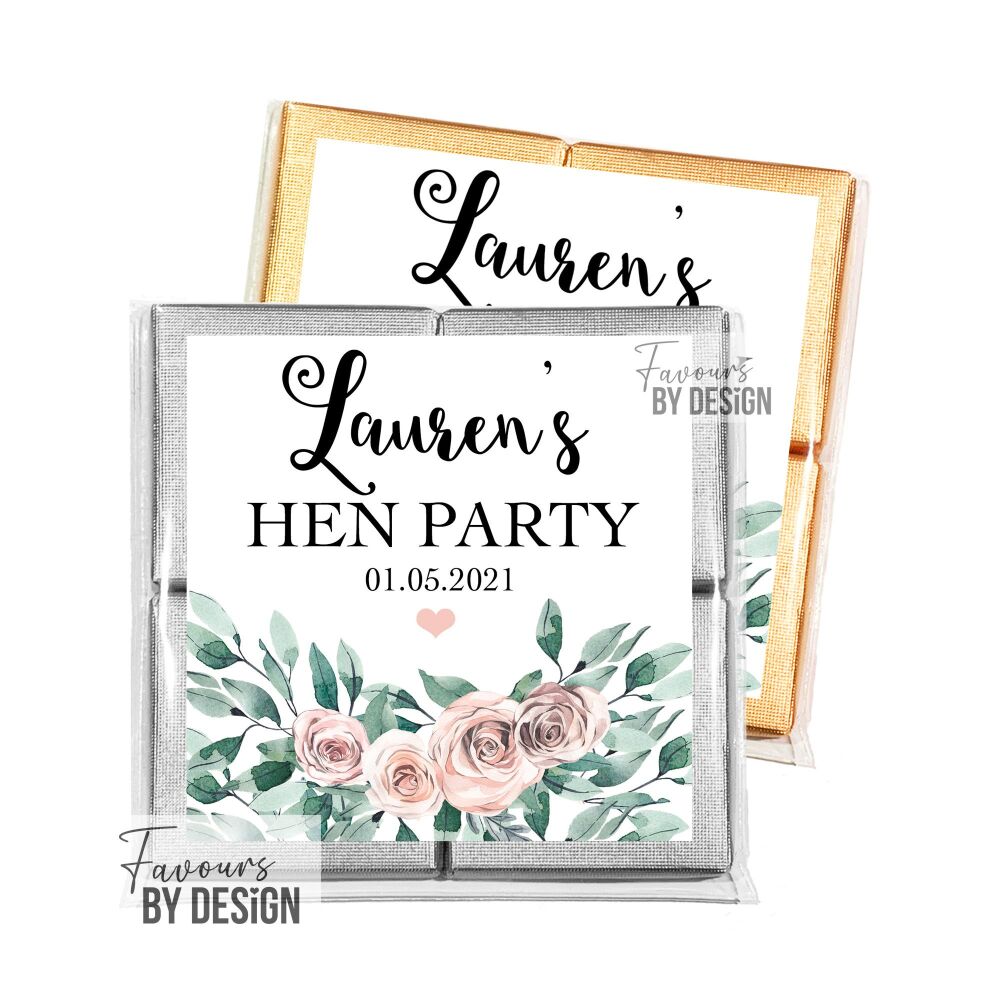 Boho Floral Bouquet Hen Party Chocolates Favours x1