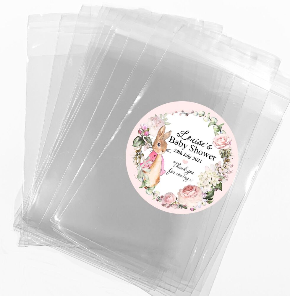 Flopsy Bunny Baby Shower Favours Sweet Bags With Stickers Kits 