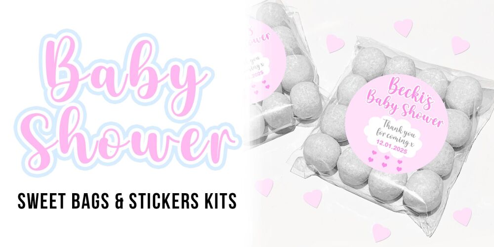 baby shower party favours sweet bags and stickers kits