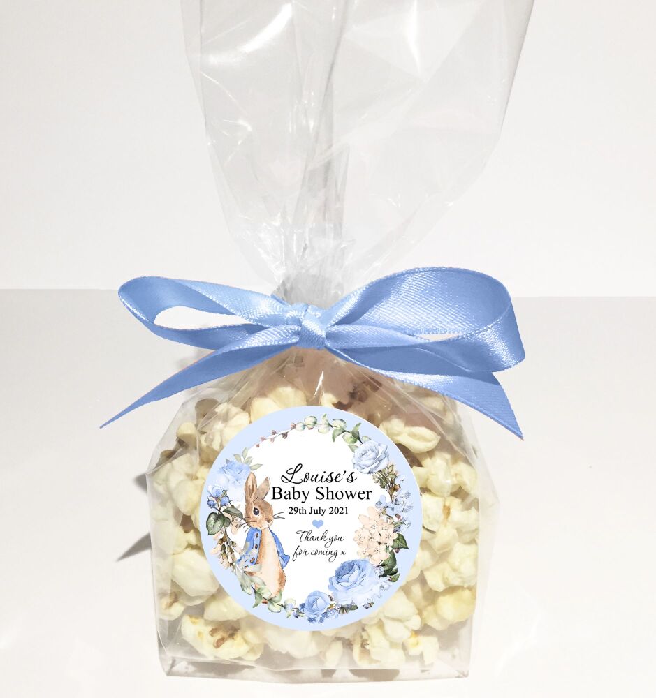 Baby Shower Party Favours Popcorn Bags Kits Blue Peter Rabbit x1
