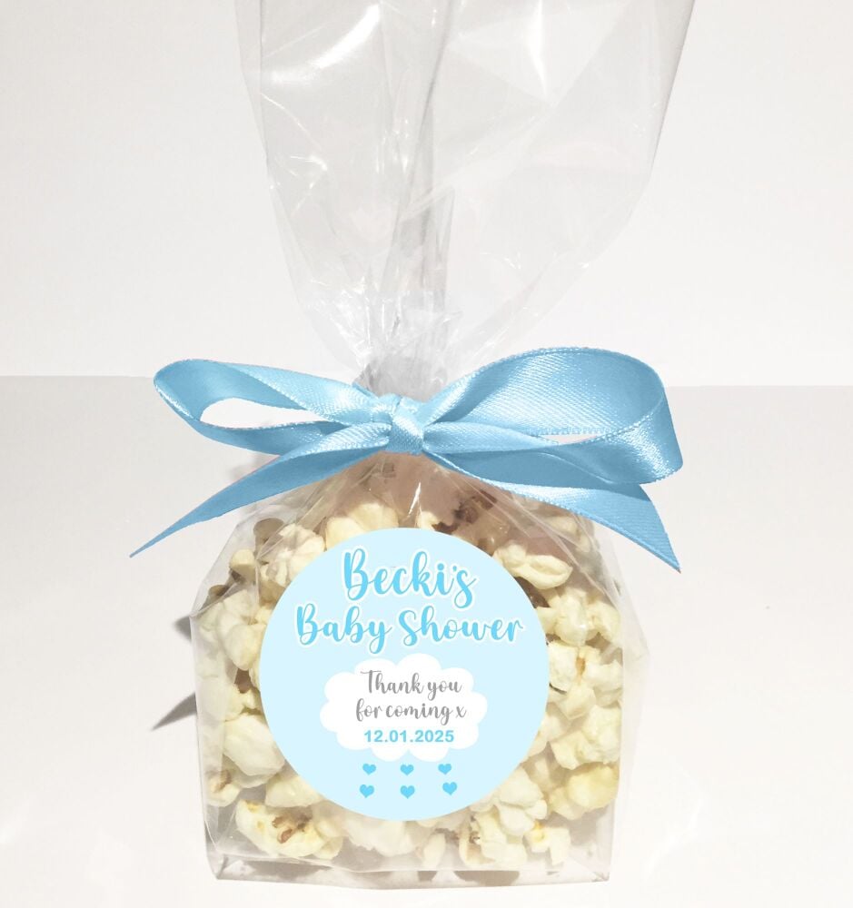 Blue Raindrop Cloud Baby Shower Party Favours Popcorn Bags Kits x1