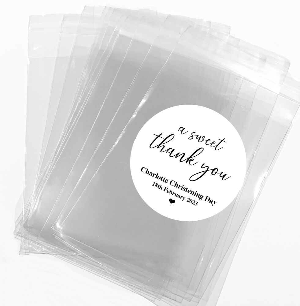 A Sweet Thank You Christening Favours Sweet Bags Stickers Kits 