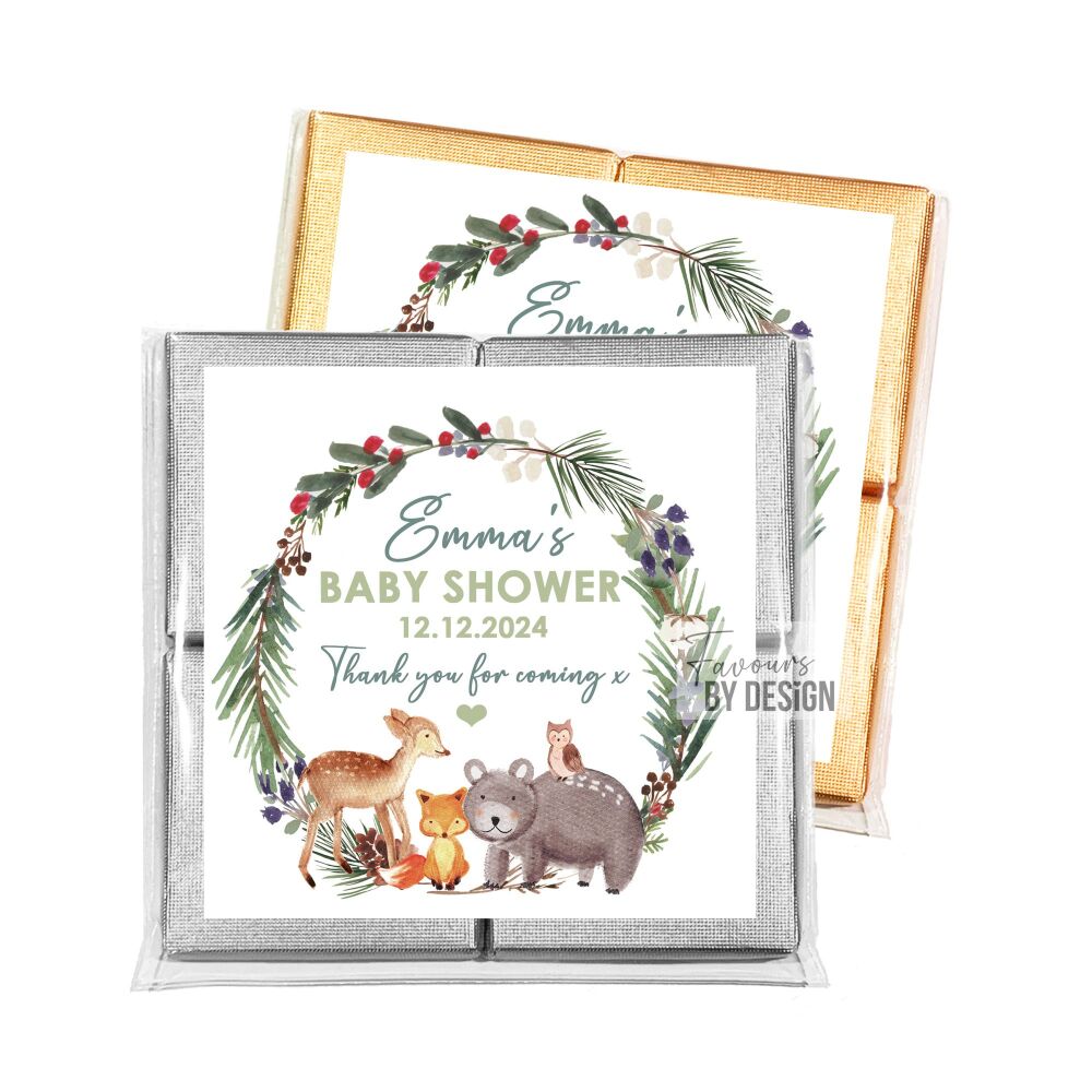 Baby Shower Chocolates Table Favours Woodland Animals x1