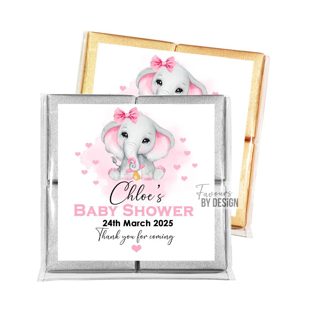 Baby Shower Chocolates Table Favours Pink Baby Elephant x1