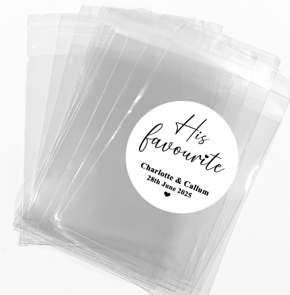 His Favourite Personalised Wedding Favours Sweet Bags Stickers Kits