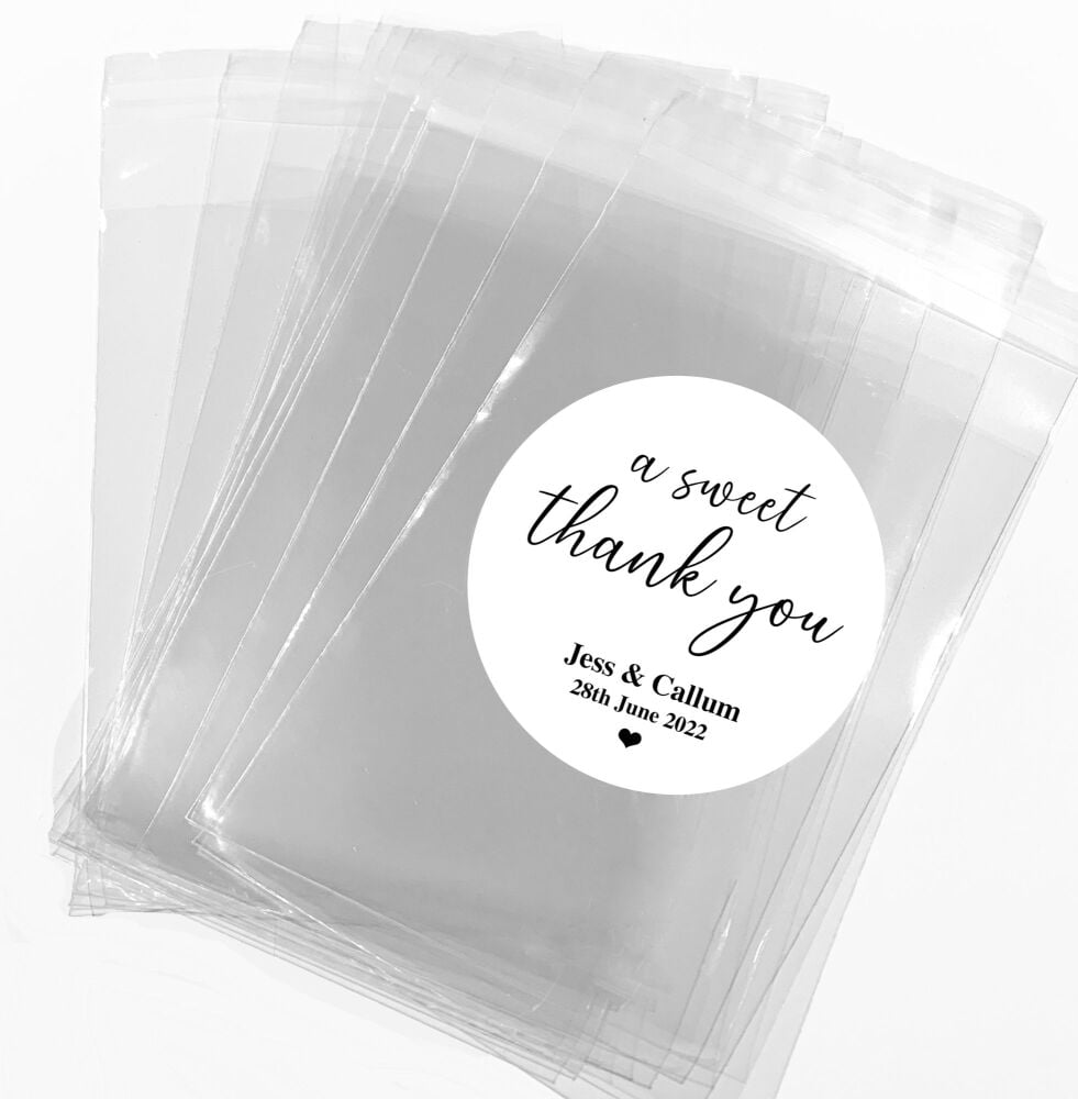 A Sweet Thank You Personalised Wedding Favours Sweet Bags Stickers Kits