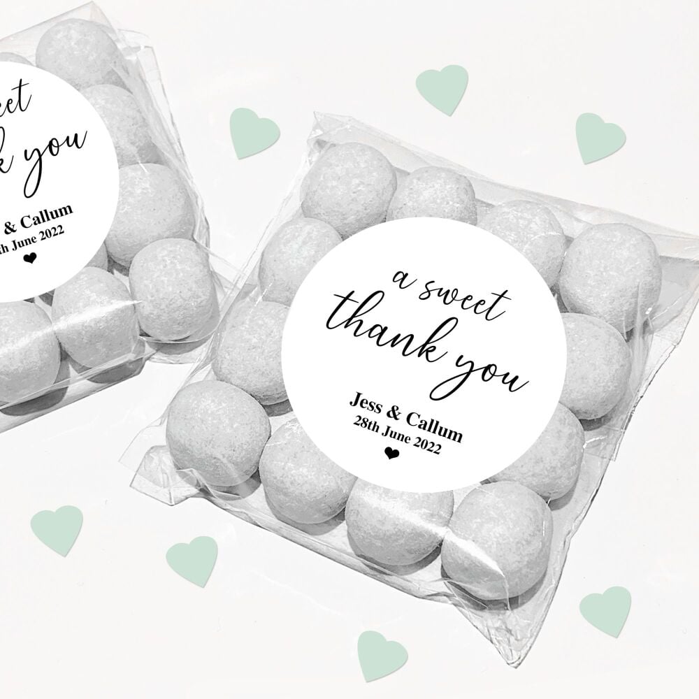 A Sweet Thank You Personalised Wedding Favours Sweet Bags Stickers Kits