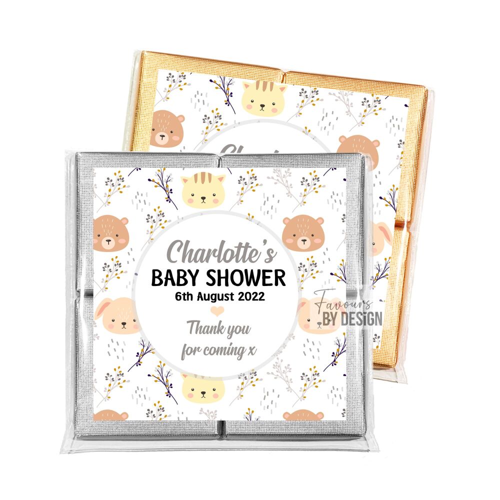 Animals Faces Baby Shower Chocolates Table Favours x1