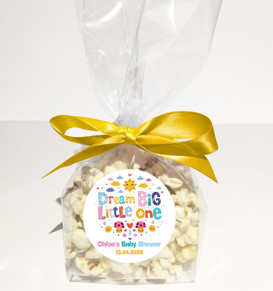 Dream Big Little One Baby Shower Party Favours Popcorn Bags Kits x1
