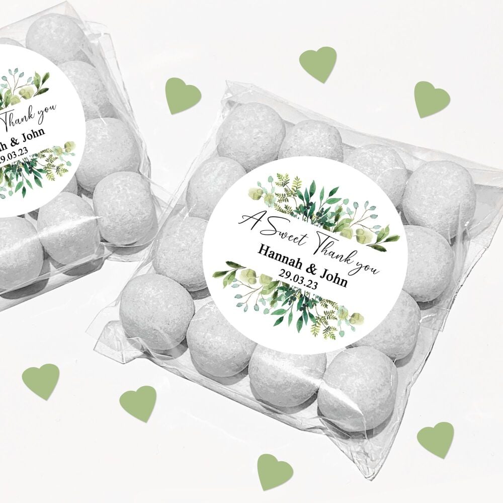 Botanicals Bouquet Personalised Wedding Favours Sweet Bags Stickers Kits