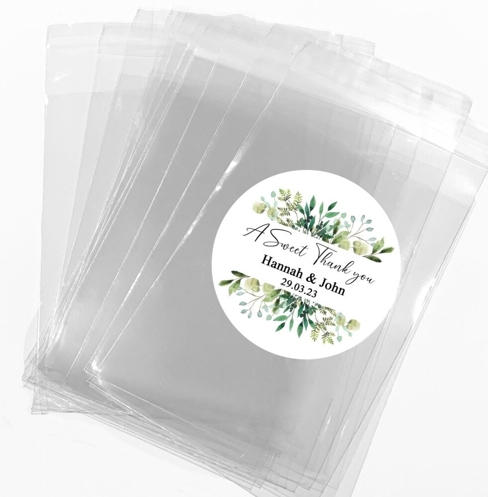 Botanicals Bouquet Personalised Wedding Favours Sweet Bags Stickers Kits