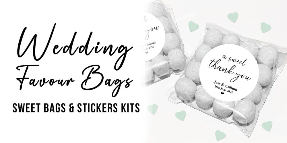 wedding favours sweet bags and stickers kits