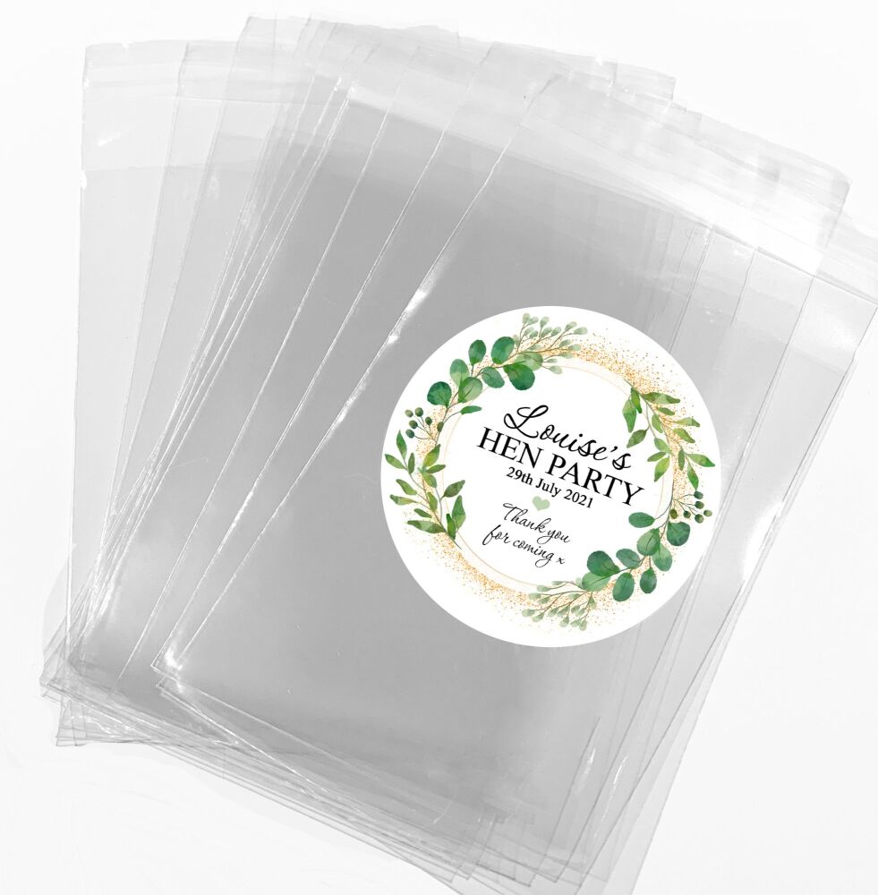 Botanicals Gold Dust Hen Party Favours Sweet Bags With Stickers Kits