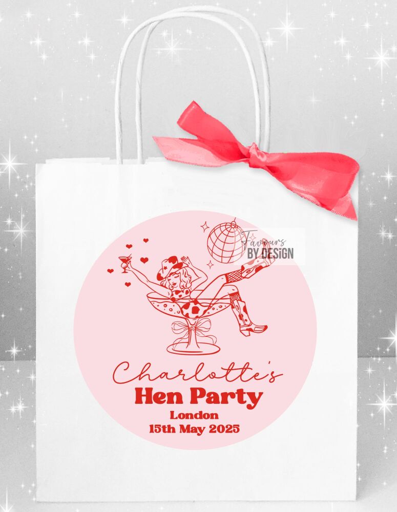 Whimsical Cowgirl In Glass Disco Hen Party Bags x1