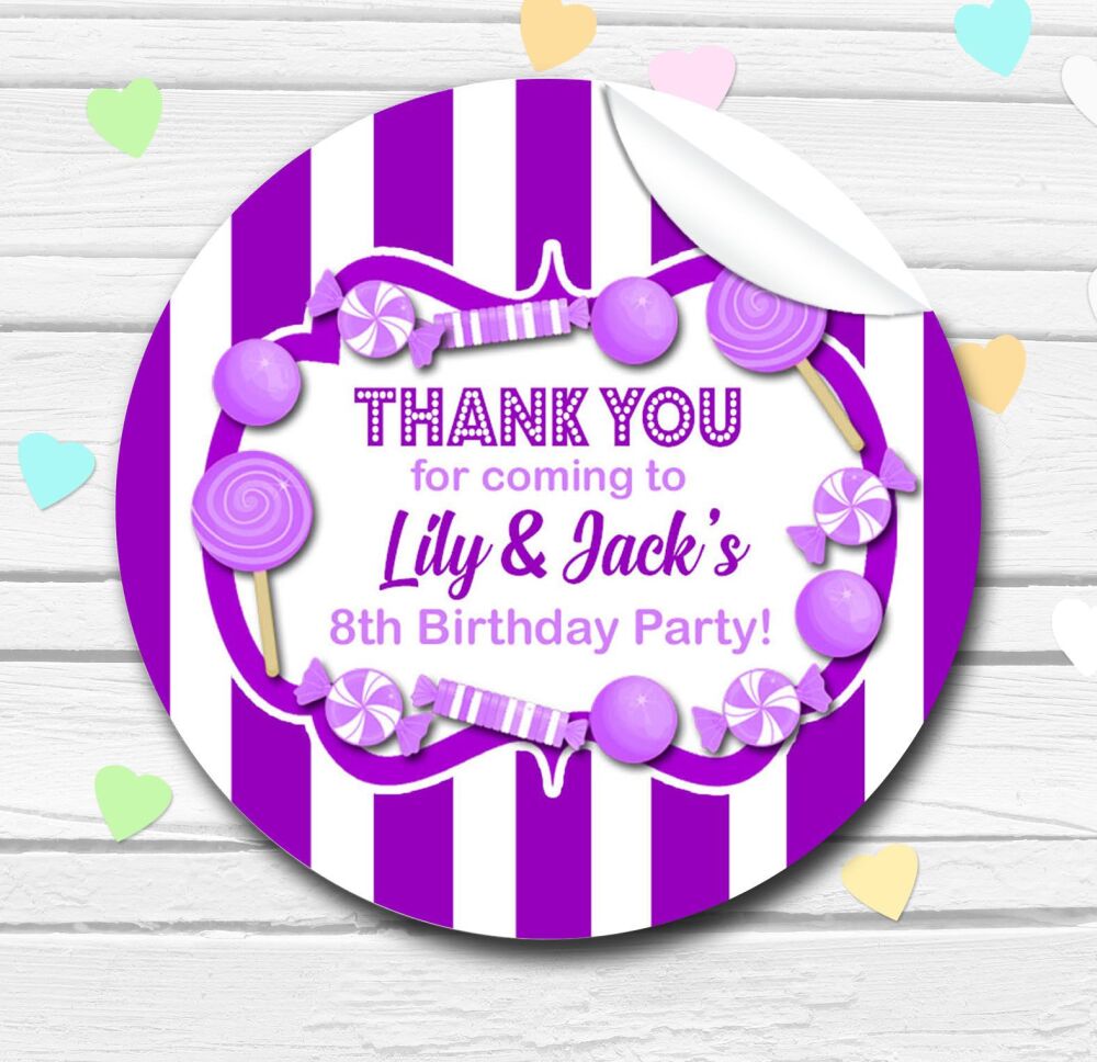 Personalised Stickers Purple Sweets Theme
