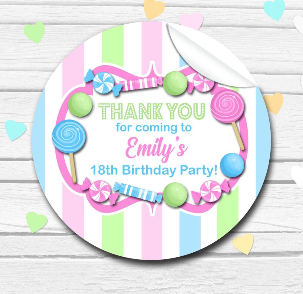 Personalised Stickers Pastels Sweets Theme