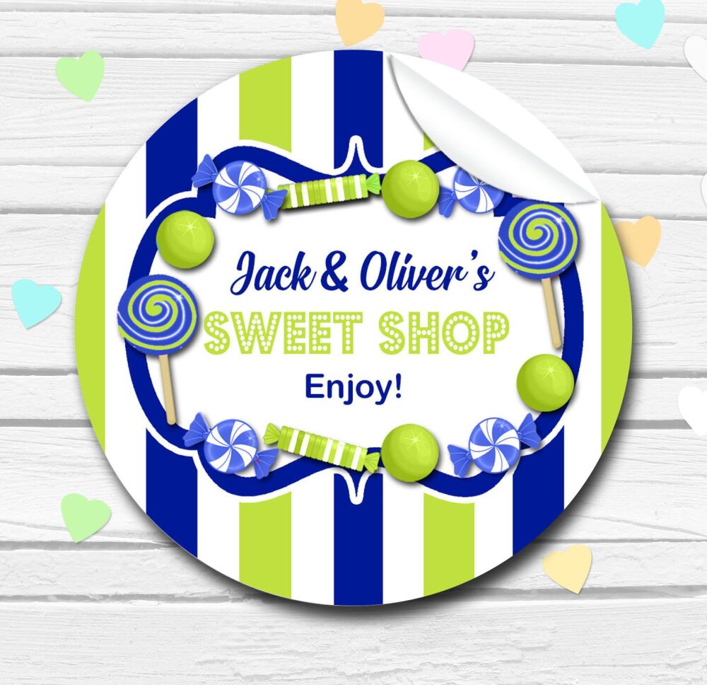 Sweets Theme Stickers Navy Blue and Lime Green A4 Sheet x1
