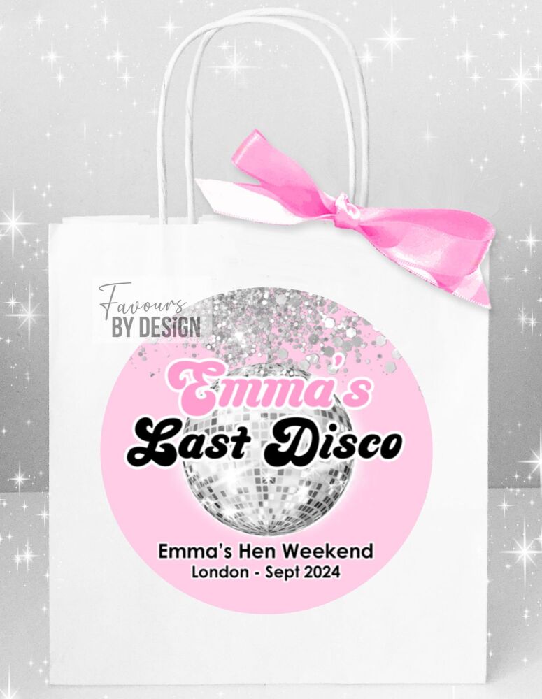 Pink Last Disco Hen Party Bags x1