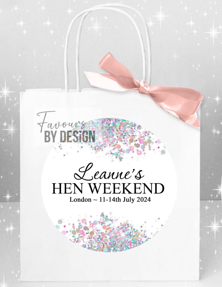 Silver Confetti Borders Hen Party Bags x1