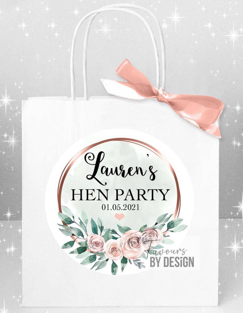 Boho Floral Rose Gold Frame Hen Party Bags x1