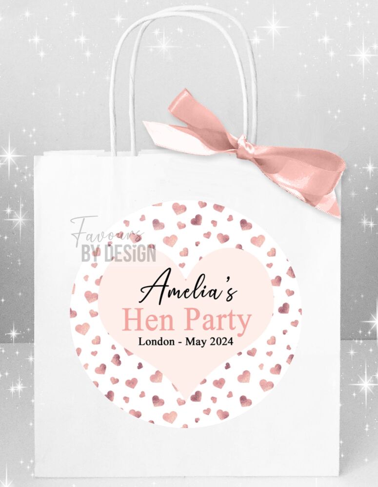 Rose Gold Confetti Heart Hen Party Bags x1