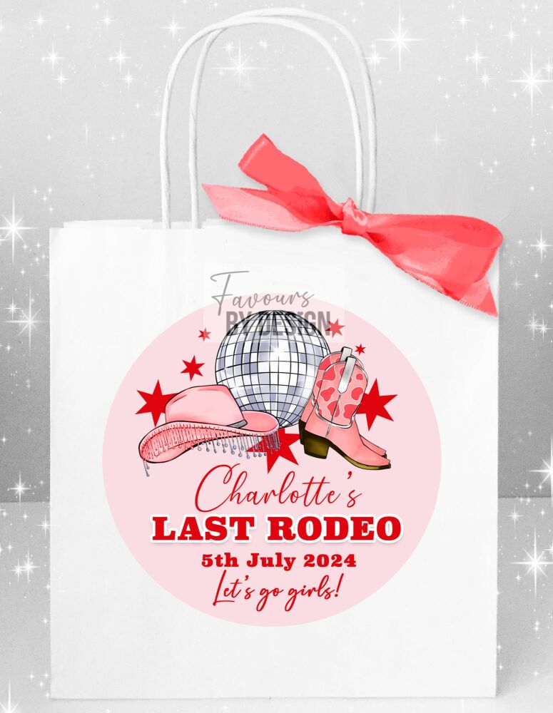 Red and Pink Last Rodeo Disco Hen Party Bags x1