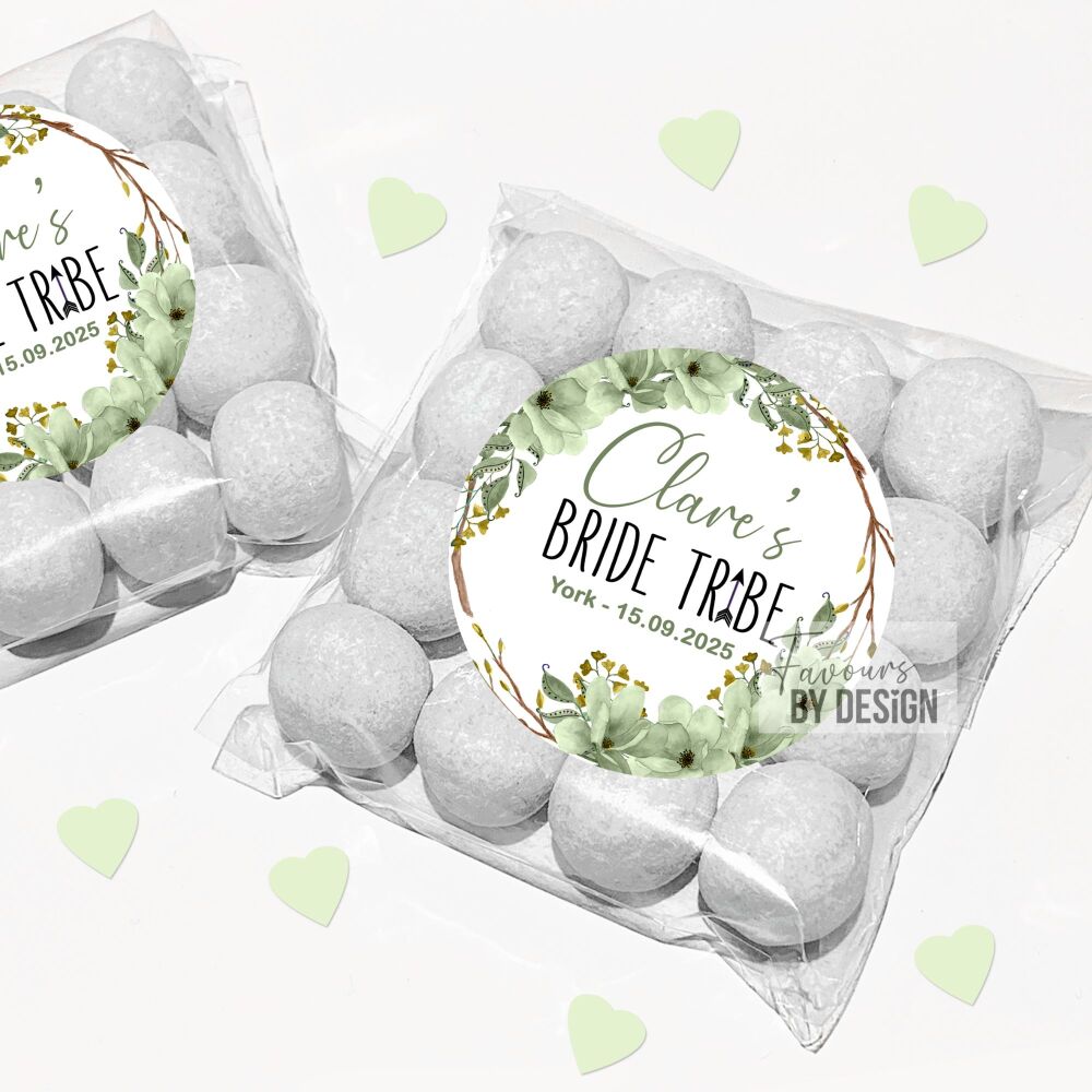 Green Bride Tribe Hen Party Sweet Bags With Stickers Kits x1