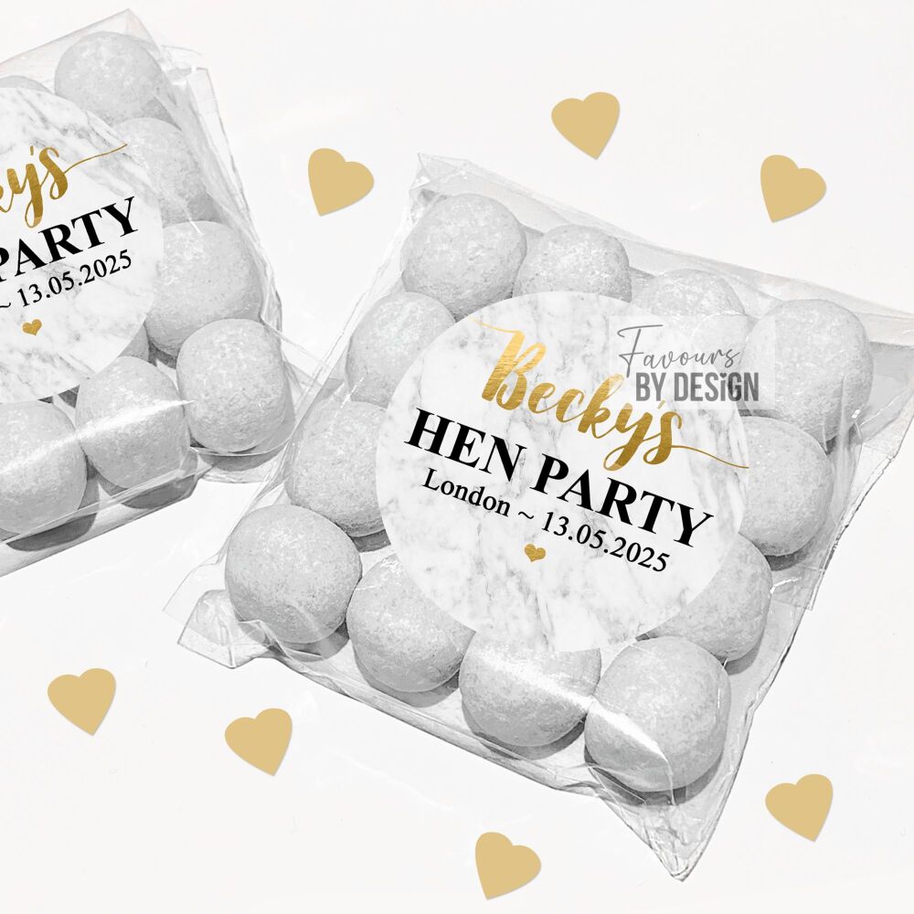 Marble Hen Party Sweet Bags With Stickers Kits x1