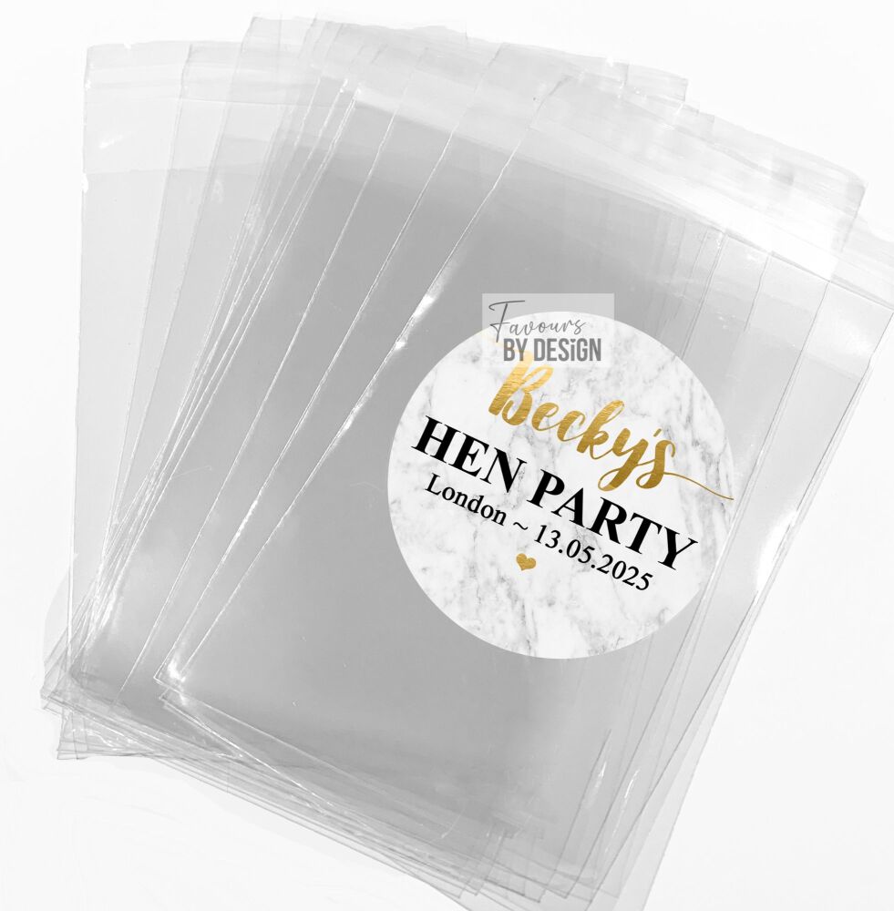 Marble Hen Party Sweet Bags With Stickers Kits x1