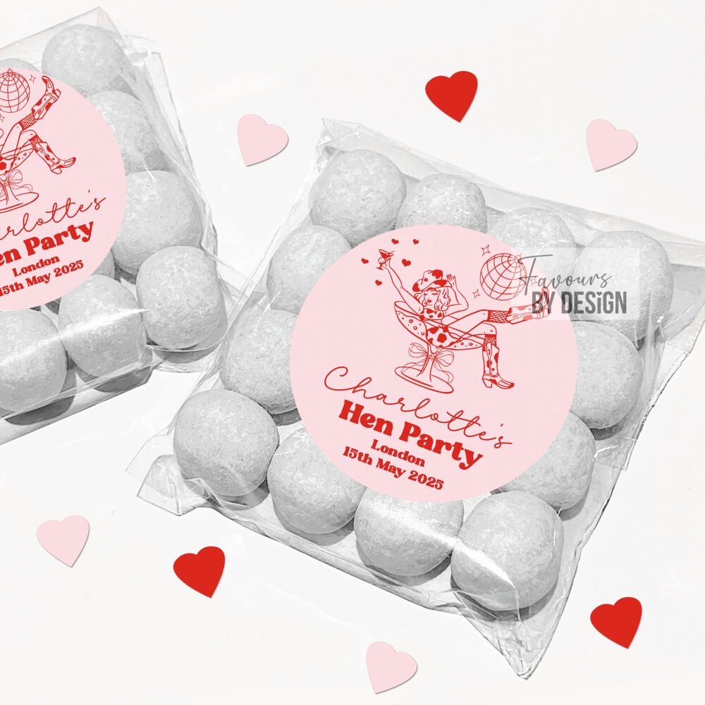 Whimsical Cowgirl In Glass Hen Party Sweet Bags With Stickers Kits x1