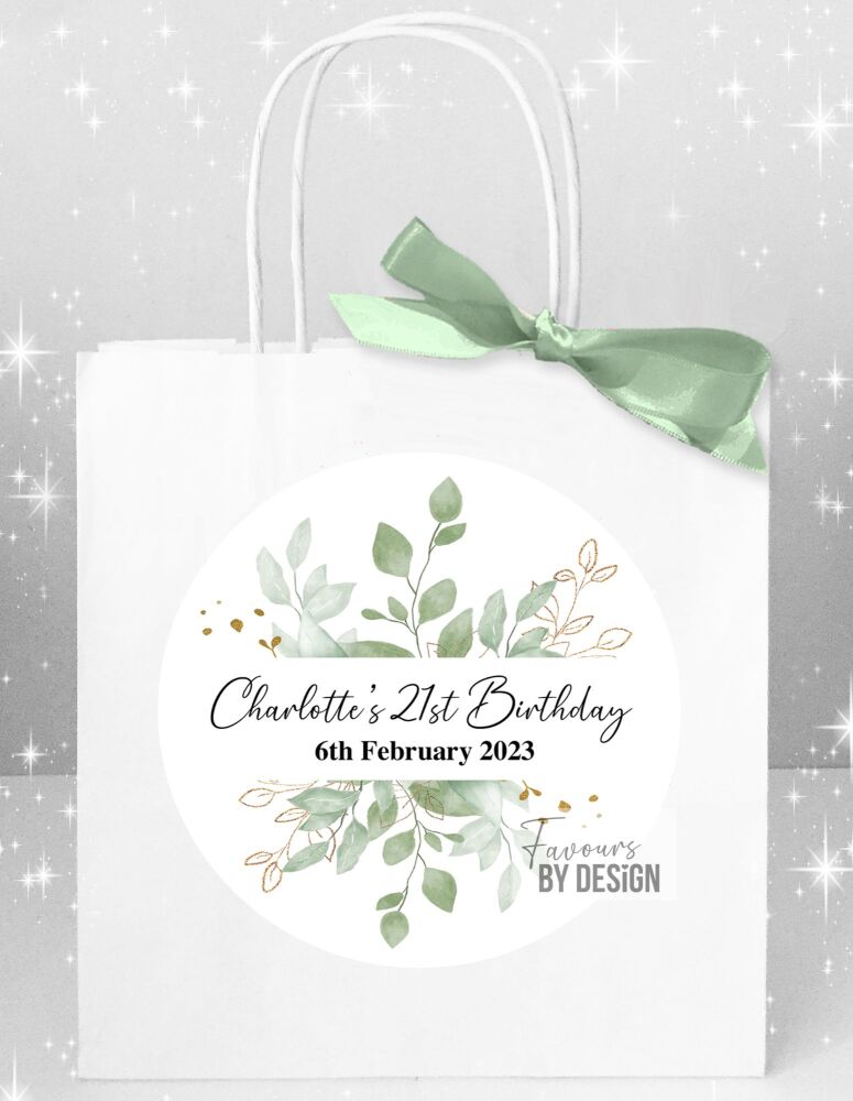 Botanicals Gold Leaves Birthday Party Bags x1