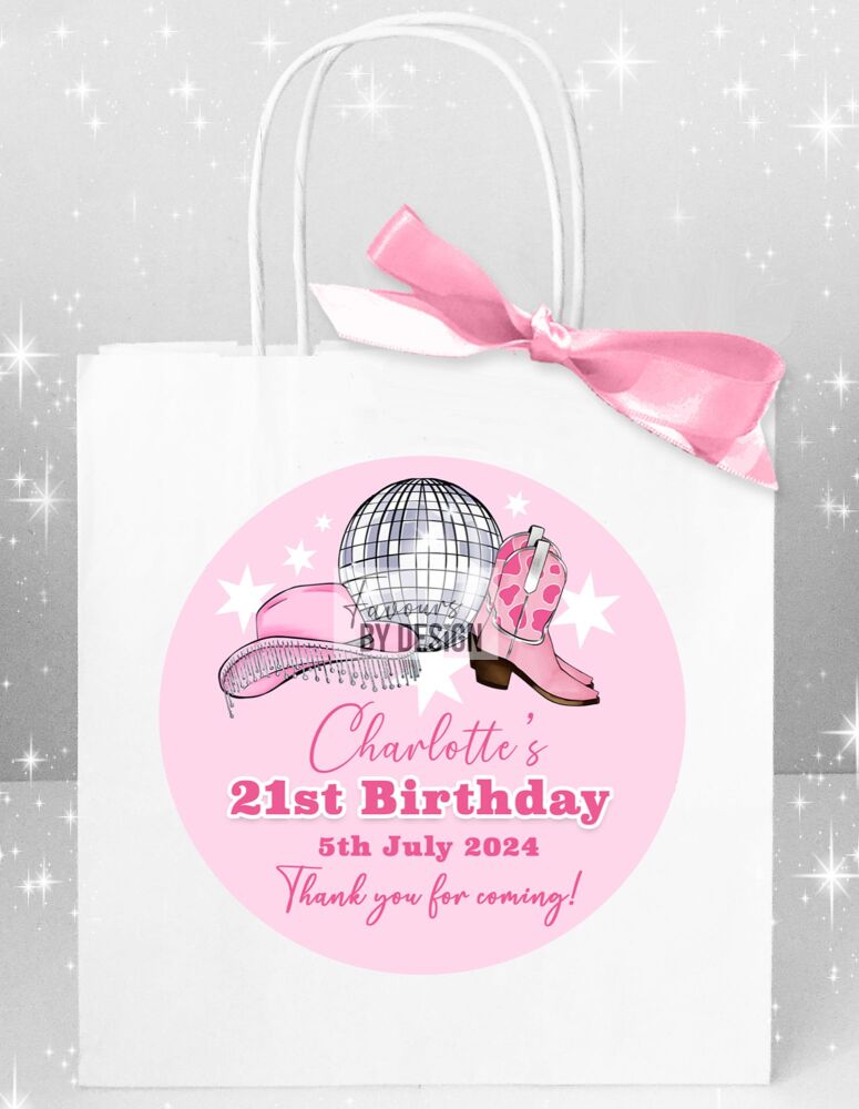 Pink Cowgirl Disco Birthday Party Bags x1