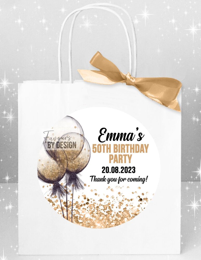 Gold Confetti Balloons Birthday Party Bags x1