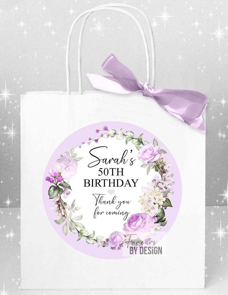 Lilac Vintage Roses Birthday Party Bags x1