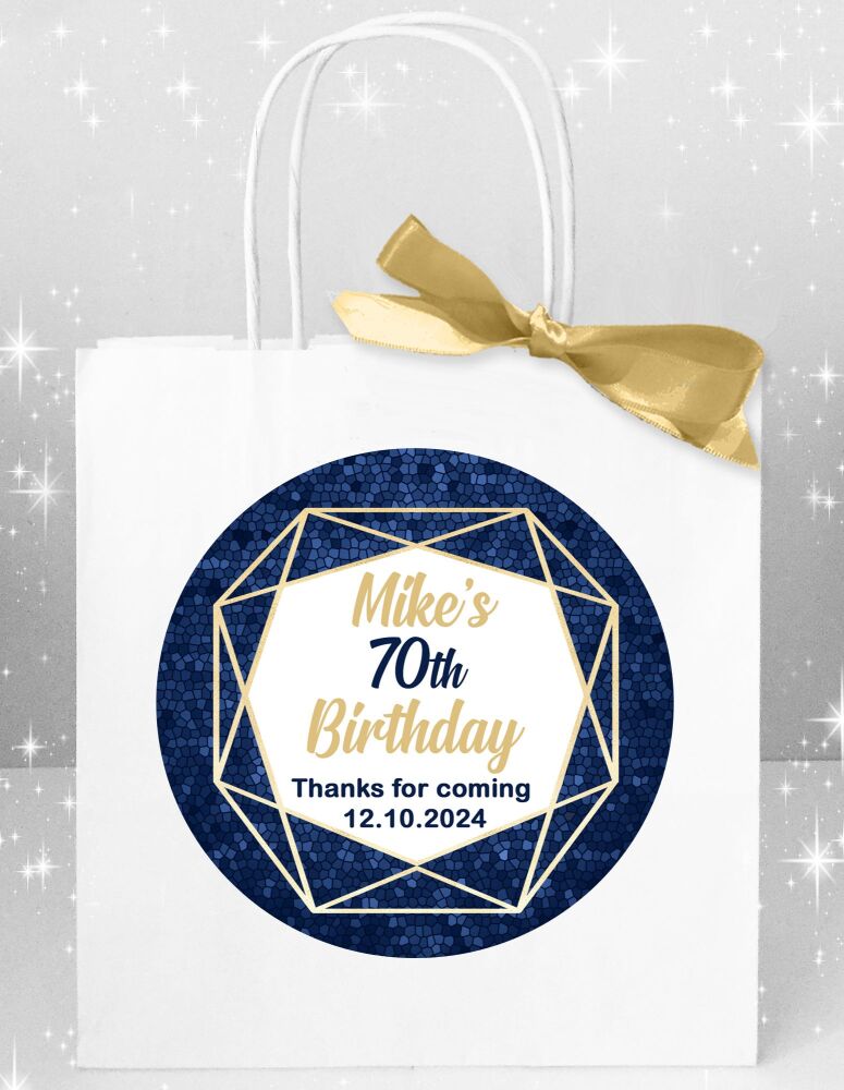 Navy And Gold Geometric Frame Birthday Party Bags x1