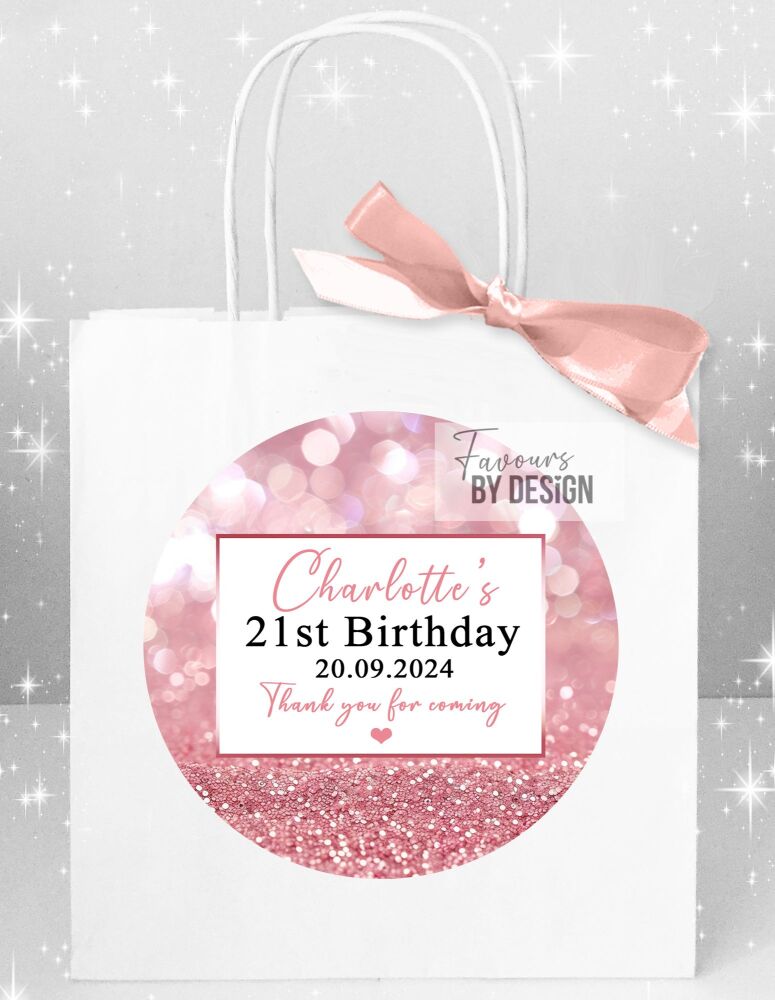 Rose Gold Bokeh Glitter Birthday Party Bags x1