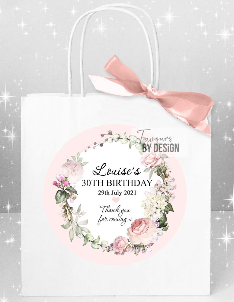 Pink Vintage Roses Birthday Party Bags x1
