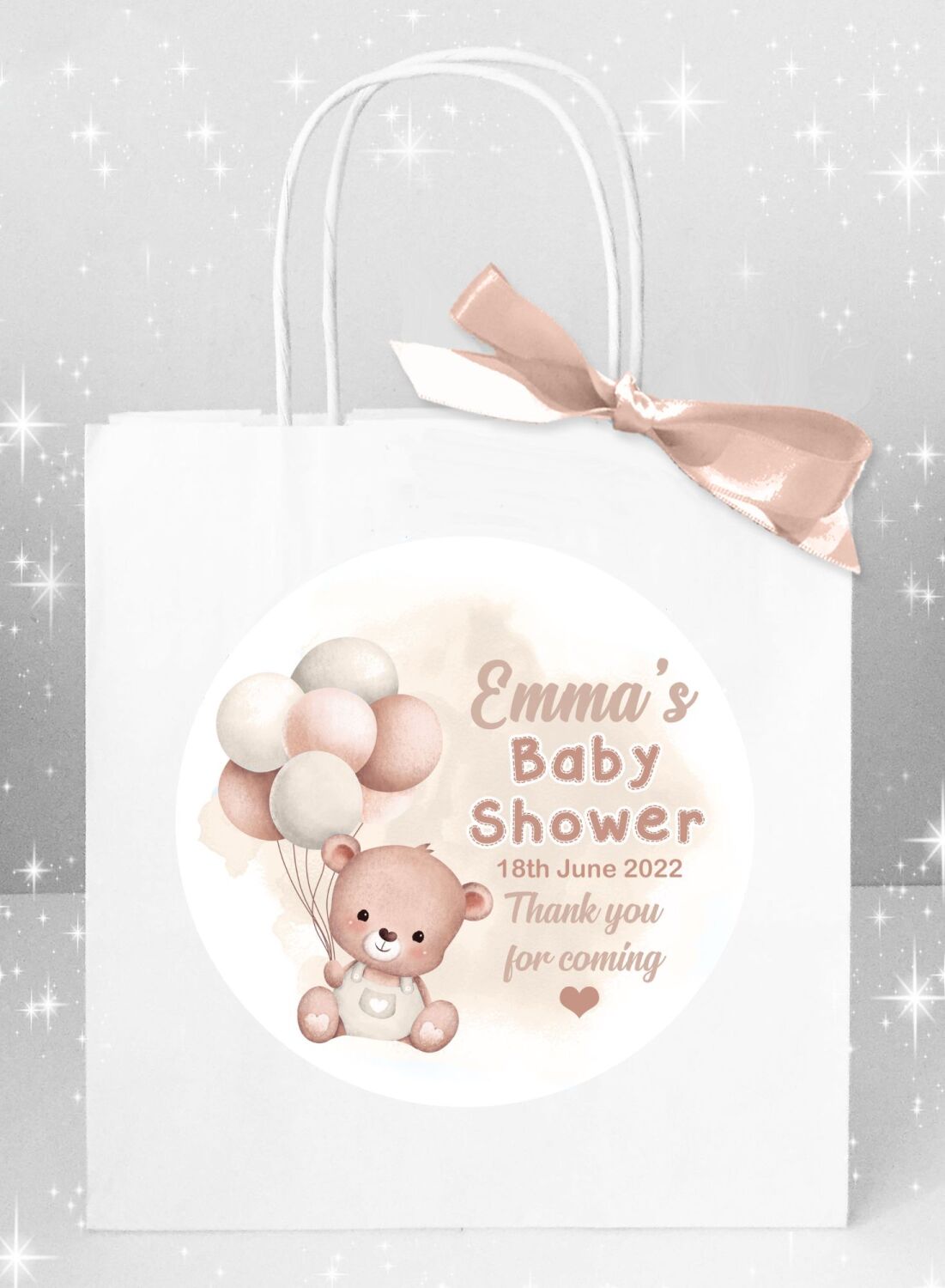 Brown Bear Baby Shower Party Bags x1