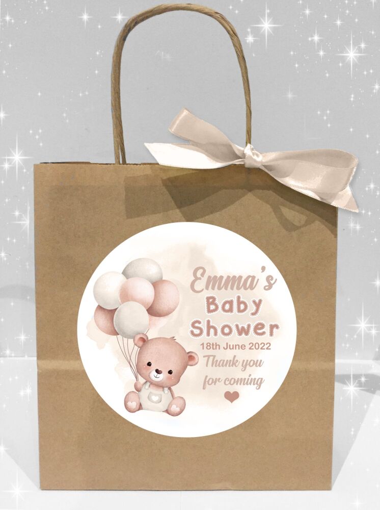 Brown Bear Balloons Baby Shower Party Bags x1