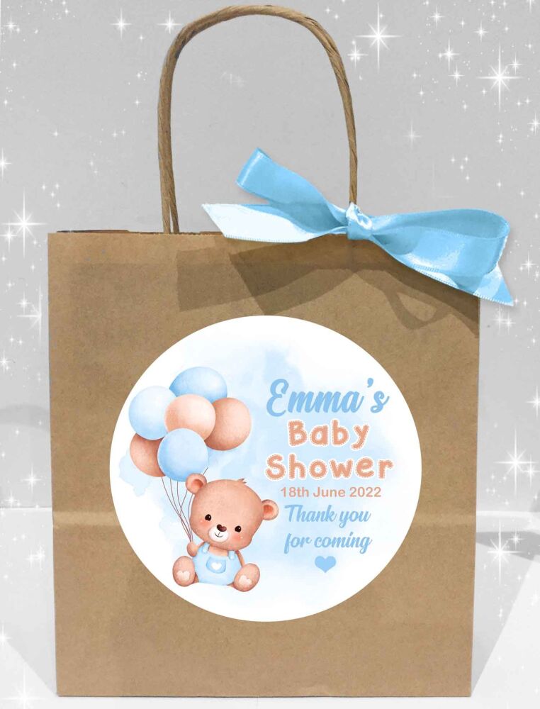 Blue Bear Balloons Baby Shower Party Bags x1