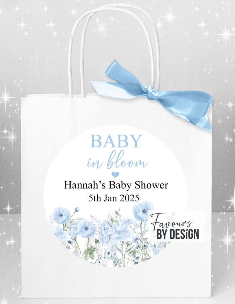 Blue Baby In Bloom Floral Baby Shower Party Bags x1