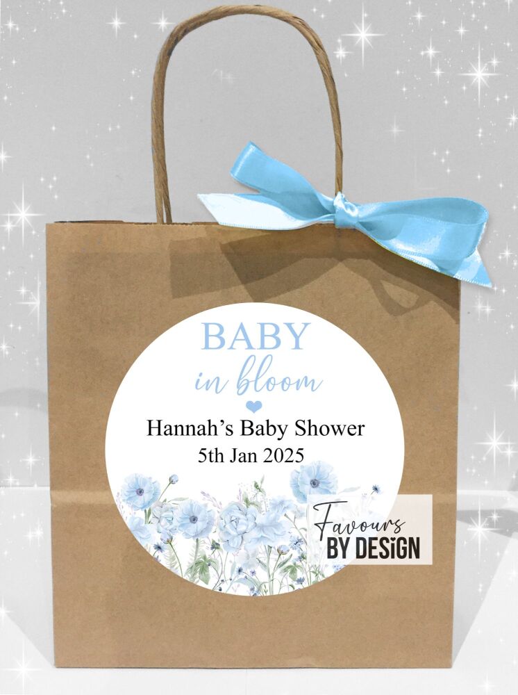 Blue Baby In Bloom Floral Baby Shower Party Bags x1