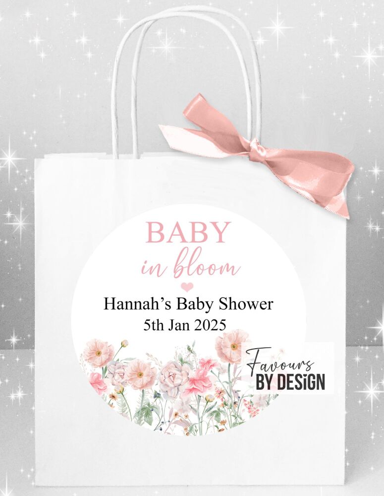 Pink Baby In Bloom Floral Baby Shower Party Bags x1