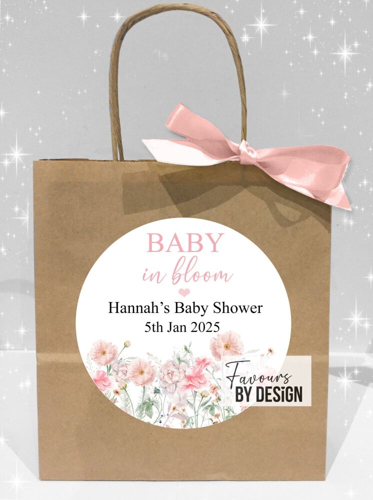 Pink Baby In Bloom Floral Baby Shower Party Bags x1