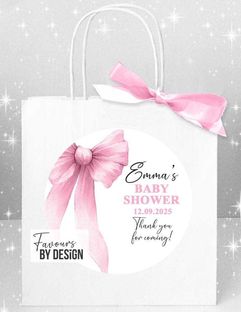 Pink Bow Baby Shower Party Bags x1