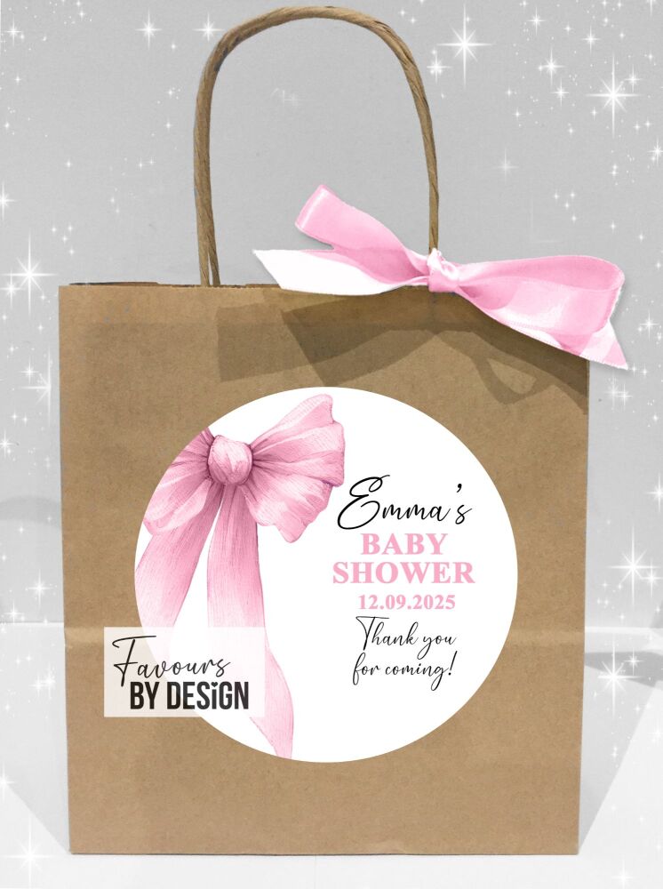 Pink Bow Baby Shower Party Bags x1