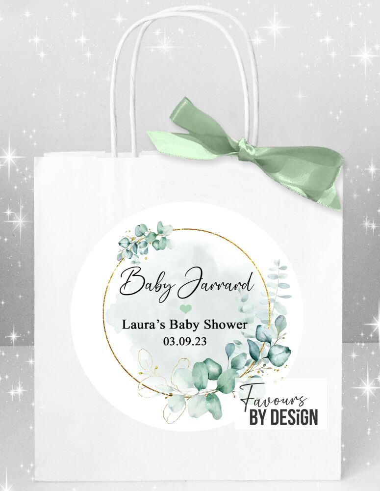 Gold Frame Eucalyptus Baby Shower Party Bags x1