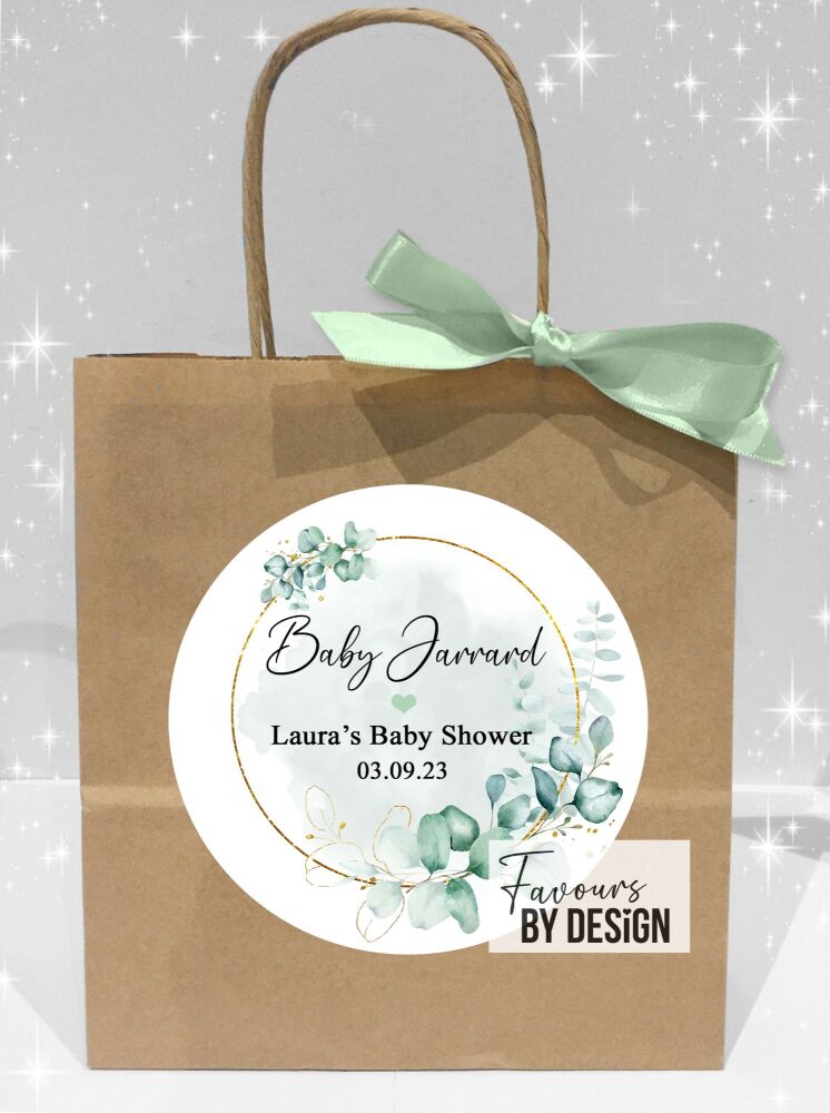Gold Frame Eucalyptus Baby Shower Party Bags x1